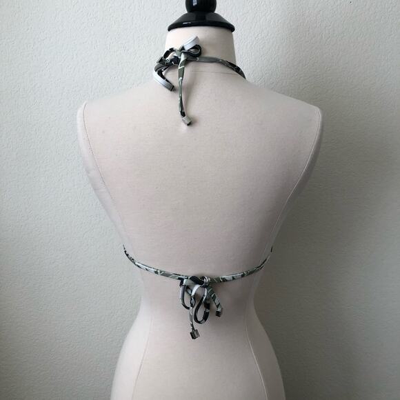 Victoria’s Secret olive green black floral print camp string bikini top pleated - Picture 4 of 6